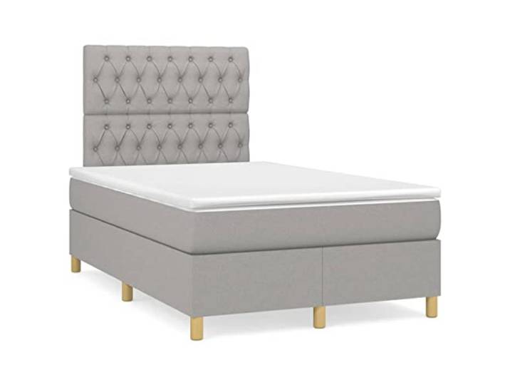 Makastle Boxspringbett mit Matratze Hellgrau 120x200 cm 100% Polyester Stoff