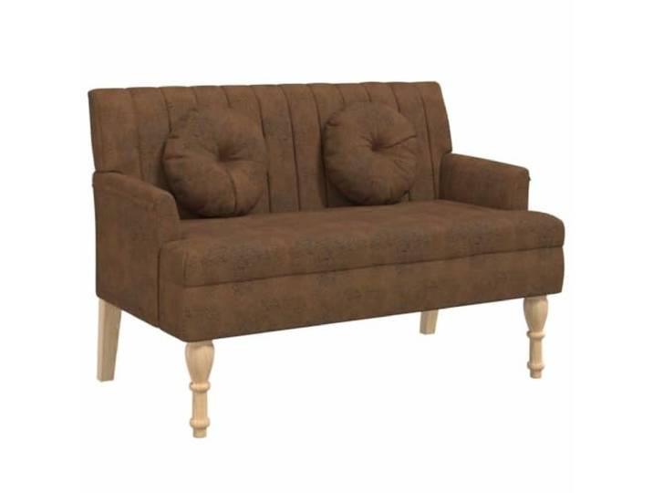 Makastle Sitzbank mit Kissen Braun 113x64,5x75,5 cm Wildleder-Optik