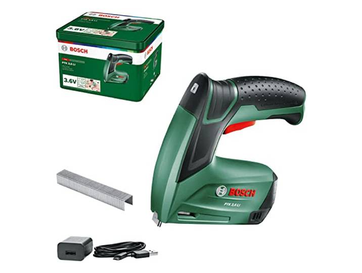 Bosch Akku Tacker PTK 3,6 LI (Integrierter Akku, 3,6 Volt, 30 Schläge/min, in Metalldose)