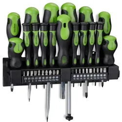 Relaxdays XXL Schraubendreher Set 37-teilig Grün,Schwarz
