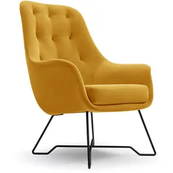 SESSEL SEDUTA, Modern Polstersessel Loungesessel, Velours-Stoff Gelb