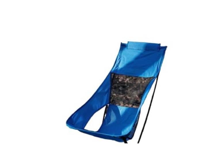 Ultraleichter, klappbarer Moon Chair mit hoher Rückenlehne for Camping 830 g ultraleicht, hohe Rückenlehne, Dyneema-Karostoff, Rahmen aus Legierung, Camping im Freien(High Blue Black 870g)