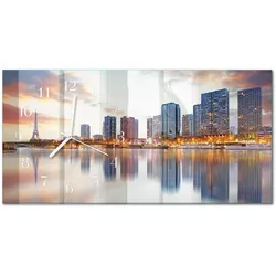 WANDUHR aus Glas 60x30 cm - Paris am Abend