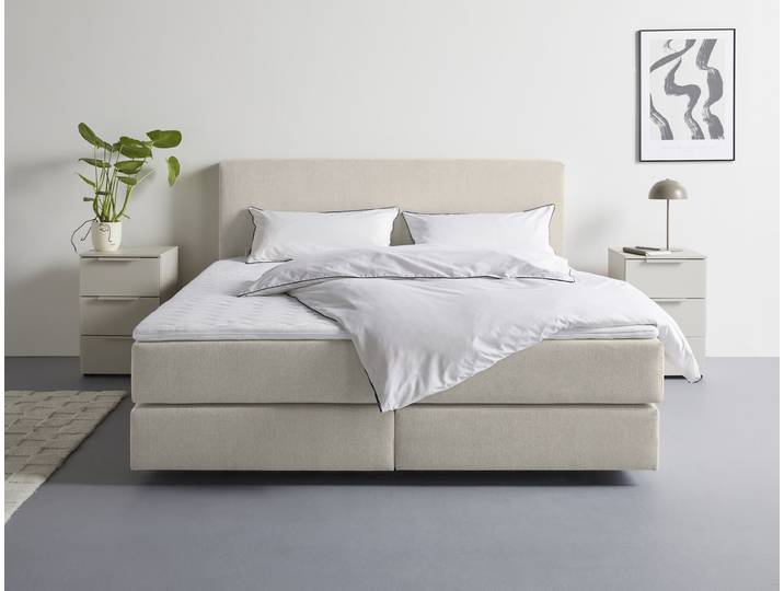 Boxspringbett, Hellgrau, 205x217 cm, 7-Zonen-Tonnentaschenfederkern, Modern, LeGer