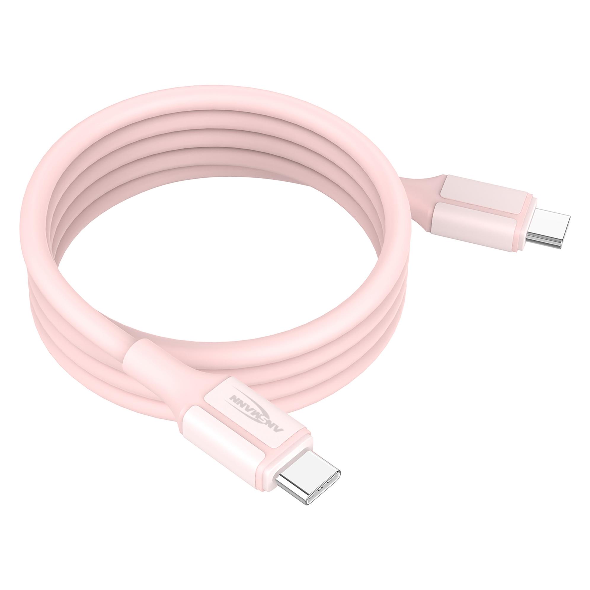 Ansmann magnetisches USB C Silikonkabel 120cm rose (1.20 m, USB 2.0, 60 W) (1700-0205)