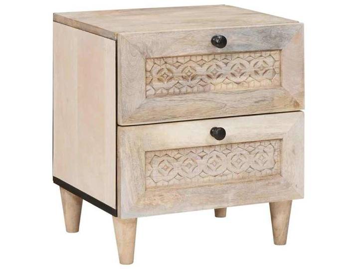 NEW 2026  Cabinet de chevet 1 pc - Meuble de lit - Beige 40x33x46 cm Bois d'acacia massif L475