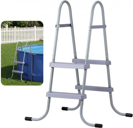 VEVOR Zwembadtrap van koolstofstaal, 2 stuks, A-frame instaptrap voor bovengrondse zwembaden tot 838 mm diepte, grijs