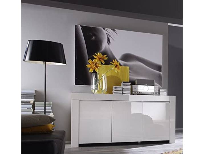möbelando Sideboard >Asti< (BxHxT: 160x84x50 cm) in Weiss echt Hochglanz lackiert