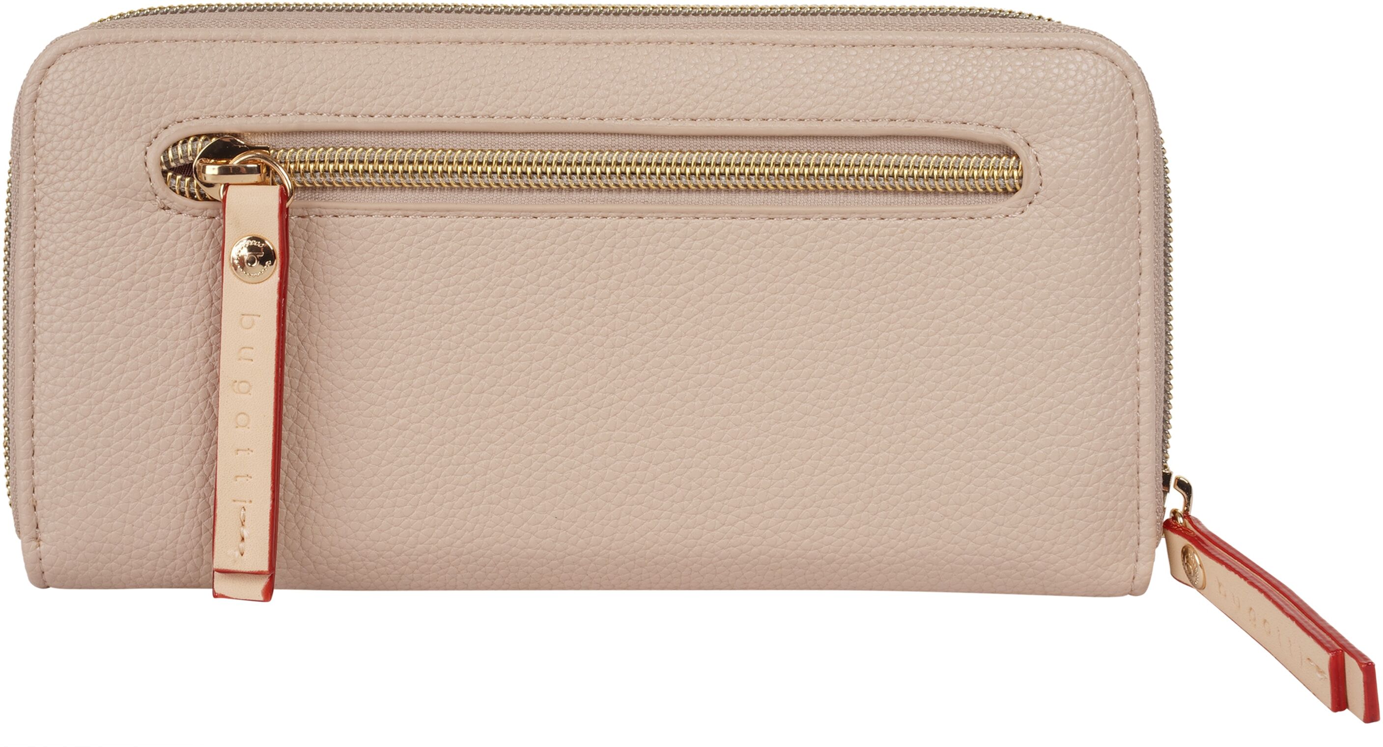 Geldbörse BUGATTI "BUGATTI Damen ELLA", Damen, beige, Kunstfaser, leicht glänzend, unifarben, Kleinlederwaren Geldbörse beige Einheitsgröße
