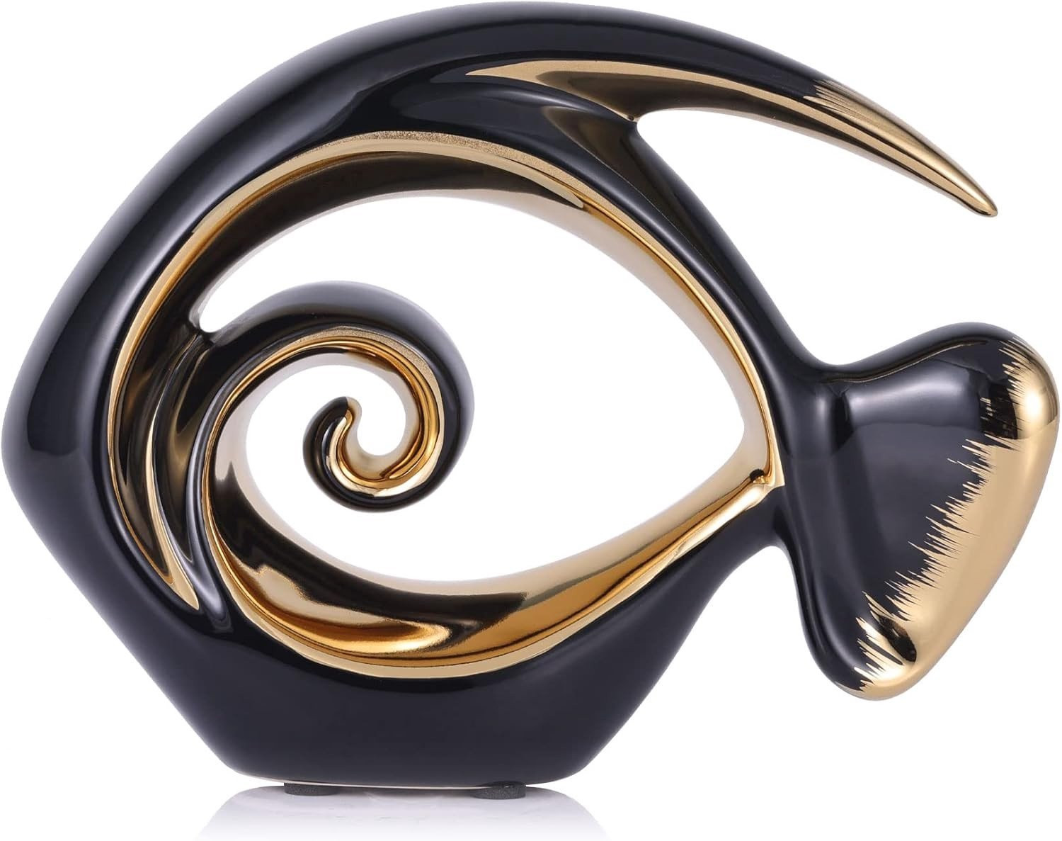 Keramisch vissen beeldhouwwerk ornament voor decoratie - Zwart