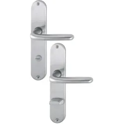 Hoppe, Türgriff + Türgarnitur, Langschildgarnitur Cardiff E1850Z/302 Edelstahl F69 SK/OL 78 mm DIN links / rechts (Türschildgarnitur)