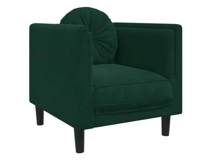 Todiikf Sessel mit Rundem Kissen Dunkelgrün Samt Polstersessel Samtweicher Lesesessel in Dunkelgrün mit eleganten Massivholzbeinen und Kissen für Wohnzimmer und Schlafzimmer.
