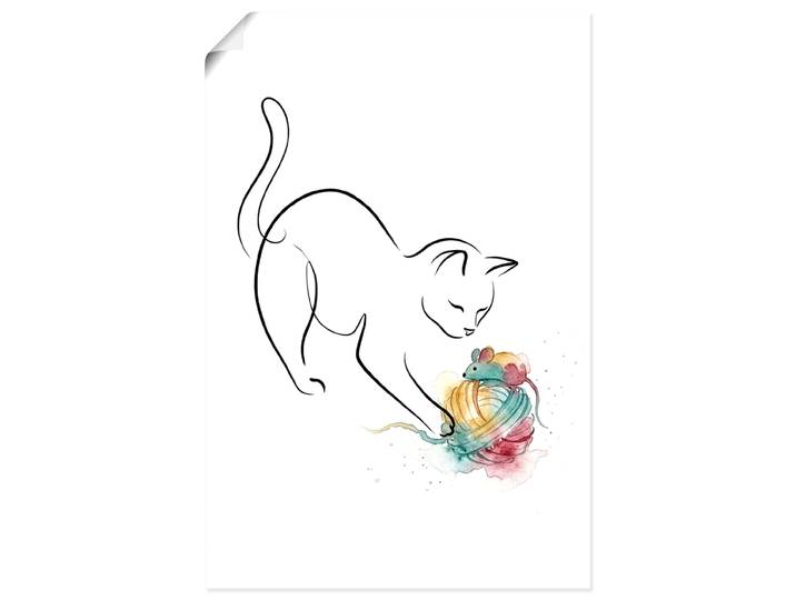 Wandbild GOODPRODUCT Katze mit Spielzeug II , bunt (farbe bild(er): weiß), B:20cm H:30cm T:0,1cm, Papier, Bilder, Wandbild, als Poster oder Leinwandbild in versch. Grössen