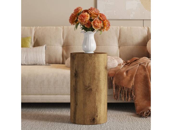 Table basse salon ronde aspect bois MDF Décoration moderne et design minimaliste