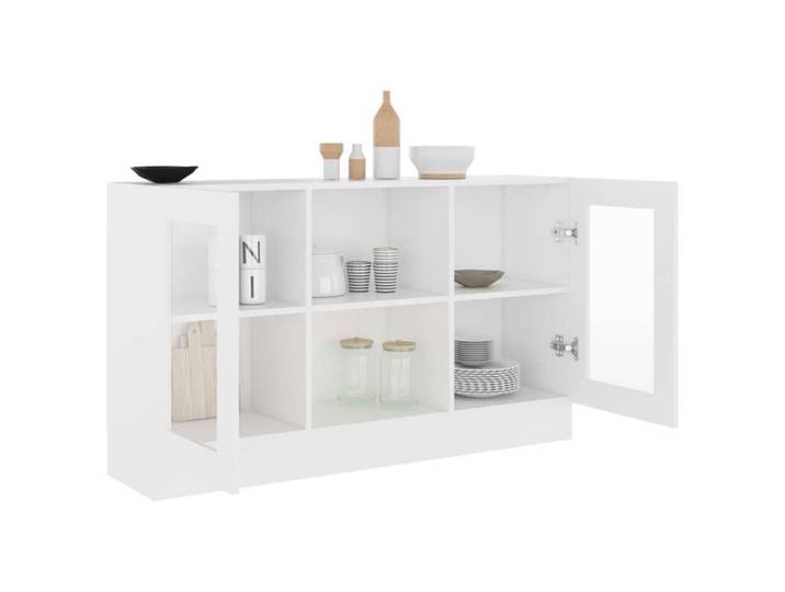 Blanc Commode Salon CHIC Armoire à vitrine avec rangement Blanc 120x30 5x70 cm Bois d'ingénierie N17230