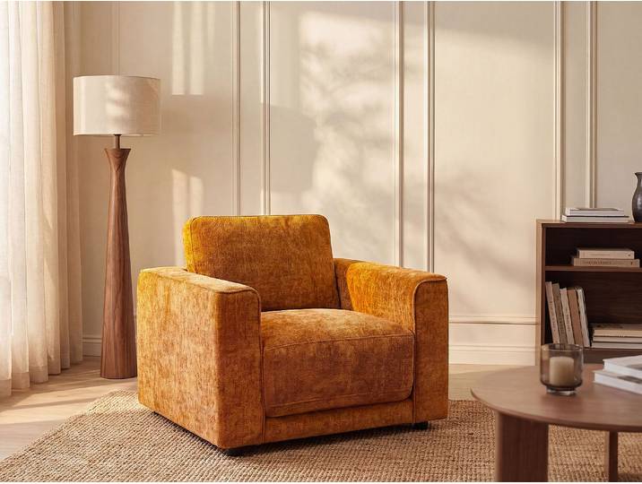 Sessel aus Strukturstoff in Terracotta NETUSO