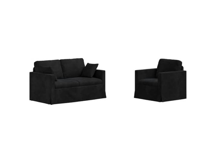 Todiikf Modulares Sofaset 2-TLG. Schwarz Samt Polstersofa Metallrahmen Flexibles 2-teiliges Modulsofa mit samtigem Bezug und stabilen Metallbeinen für modernes Wohnzimmer und Schlafzimmer.