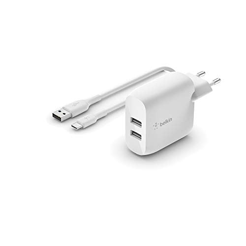 Belkin Boost Charge 24W USB-A dubbele oplader met USB-A naar USB-C kabel