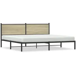vidaXL Metallbett ohne Matratze Sonoma-Eiche 200x200 cm