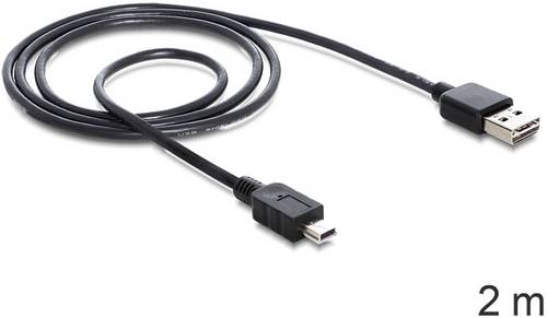 Delock USB-Kabel USB 2.0 USB-A Stecker, USB-Mini-B Stecker 2.00m Schwarz 85554