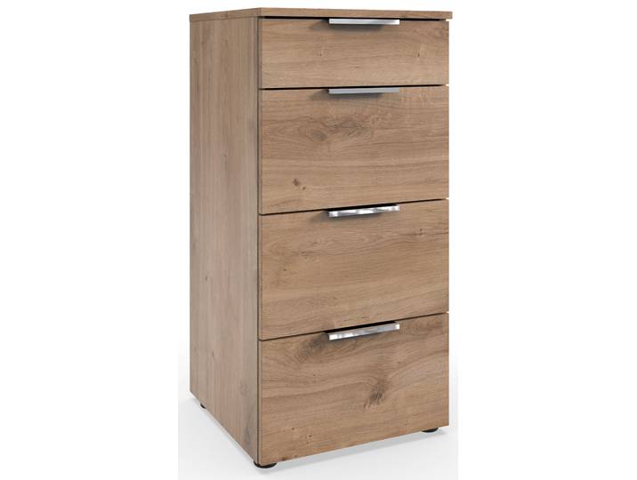Schubkastenkommode, Spanplatte, Braun (Plankeneiche Nachbildung), 41×84×41 cm, 4 Schubladen Mit Soft-Close, Modern, Wimex