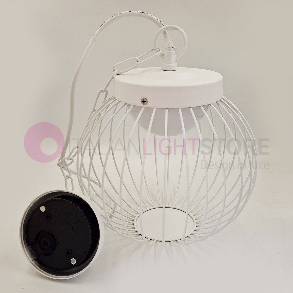Cage Bianco Sospensione Led Per Esterno Design Moderno