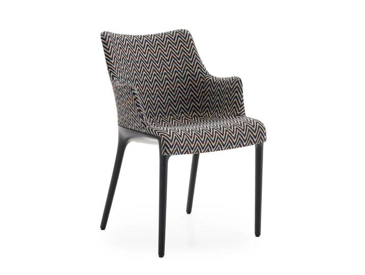 KARTELL chaise avec accoudoirs ELEGANZA NIA tissu MISSONI (Base noire, tissu ZigZag - Technopolymère thermoplastique recyclé et tissu recyclé)