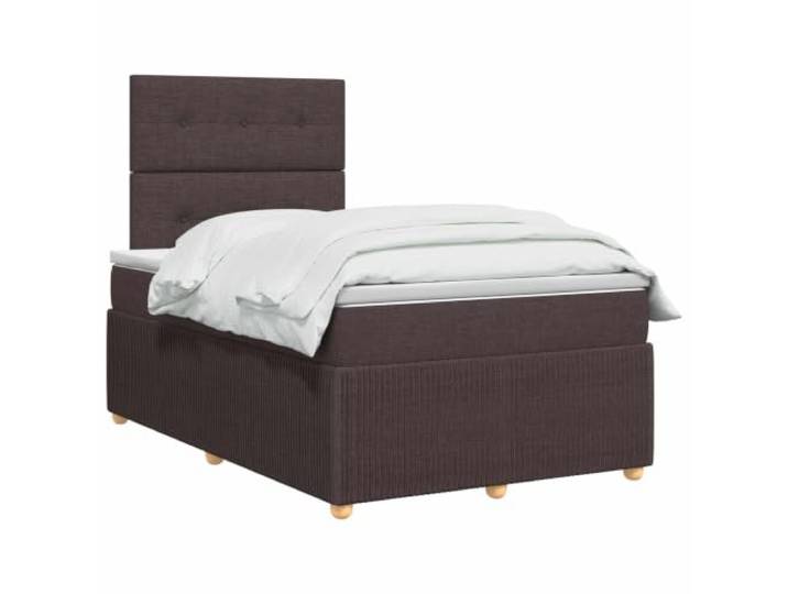 vidaXL Boxspringbett mit Matratze Dunkelbraun 120 x 200 cm Stoff