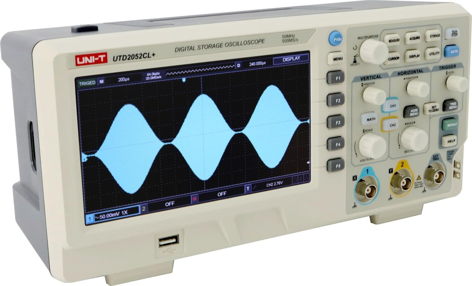 UNI-T UTD2052CL+ Oscilloscoop met 2 kanalen en 50 MHz