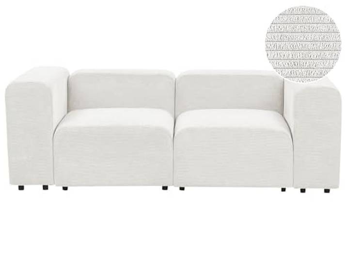 Modulsofa Cord weiß 2-Sitzer Sofa mit breiten Armlehnen modern Falsterbo