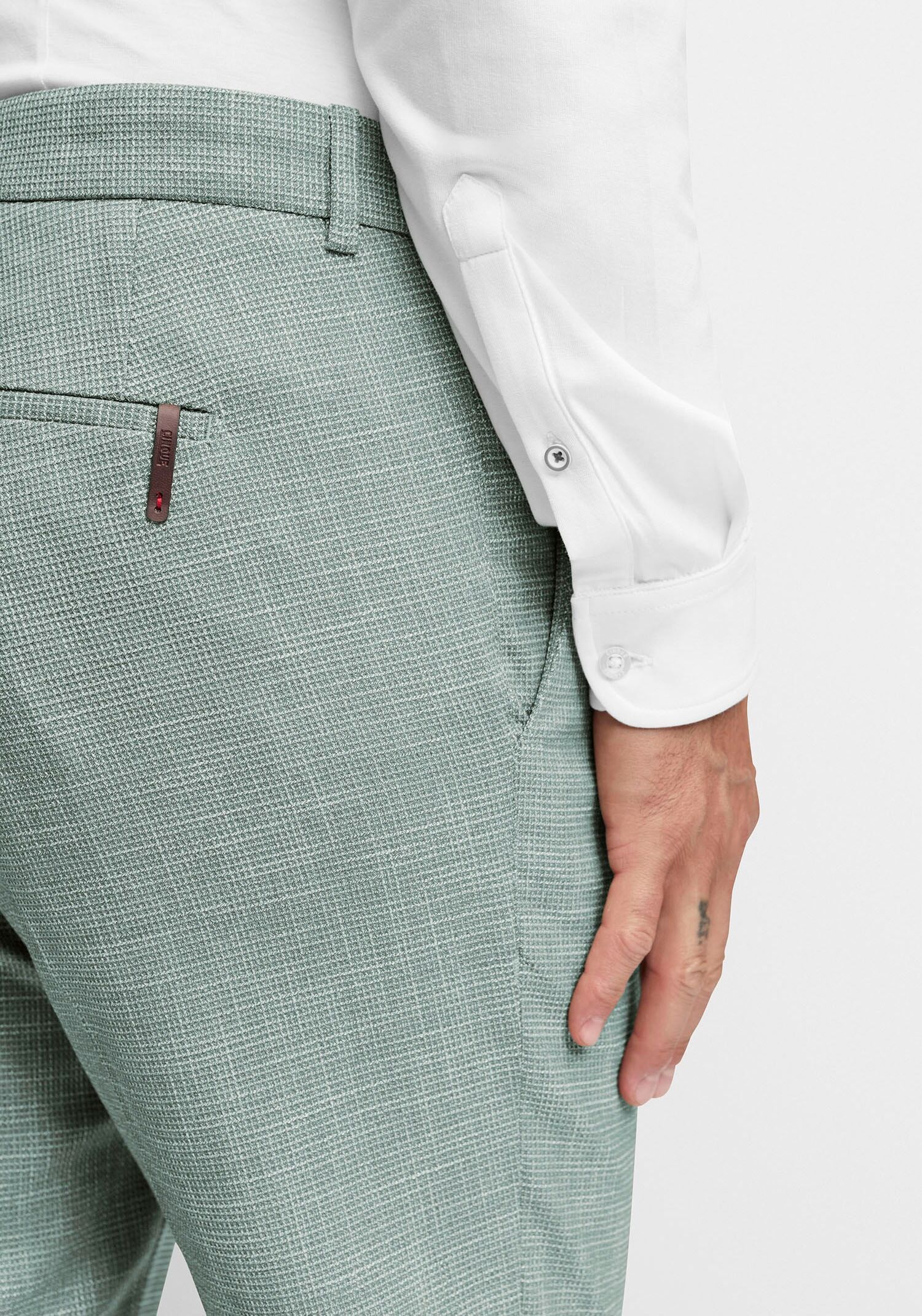 Anzughose CINQUE "CIBRAVO", Herren, Gr. 110, N + S Gr, grün (hellgrün), Web, Obermaterial: 59% Viskose, 39% Polyester, 2% Elasthan, unifarben, schmal lang, Hosen Anzughose, in dezentem Muster, Slim Fit hellgrün 110, N + S Gr