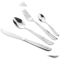 cofi1453® 24 teilig Besteckset Essbesteck Elegant-Design Messer Gabel Löffel Teelöffel Satin Motiv 4