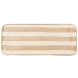 Zafferano Lido Ceramiche Rechteckteller Serie Righe, 2er-Set, Sandfarbe, Handwerkskunst aus Italien, modernes und elegantes Design für gehobene Tischkultur