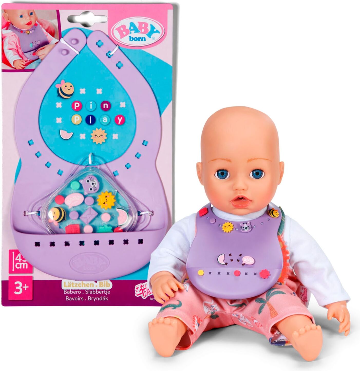 Puppen Accessoires-Set BABY BORN "Pinplay Lätzchen", lila, Puppenausstattungen, Kinder, Polyester, Puppen Accessoires-Set