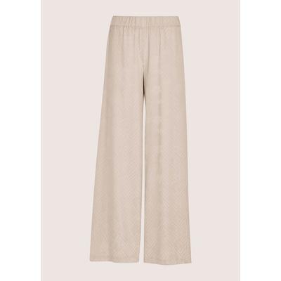 Schlupfhose MADELEINE "Palazzohose Schlupfhose mit grafischen Muster", Damen, Gr. 34, N + K Gr, beige (berber), Obermaterial: 100% Viskose CV., Modern, weit, Hosen Schlupfhose, Schlupfhose mit tonigem Jacquard