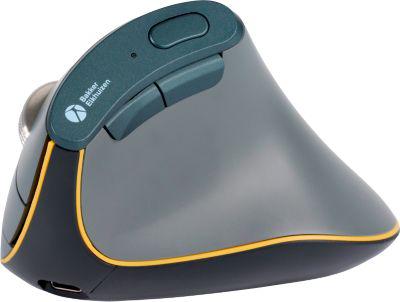 BakkerElkhuizen Vertikalmaus FastForward, für Rechtshänder, ergonomisch, 8 Tasten und Scrollrad, 5 DPI-Stufen, 3 Anschlussmöglichkeiten, dunkelgrau