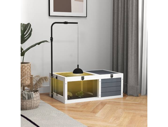 PawHut Maison Enclos Petit Animal avec Support Lampe Réglable