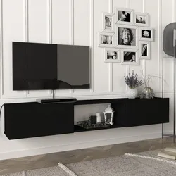 Fernsehschrank Paltamo 180x31x29,5cm Schwarz [en.casa]