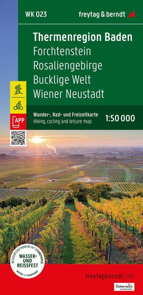 Carte de randonnée n° WK023 - Thermenregion Baden - Forchtenstein - Rosaliengebirge - Bucklige Welt - Wiener Neustadt   Freytag & Berndt