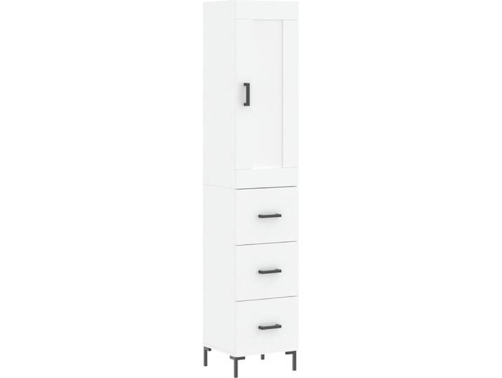 vidaXL - Hoge - kast - 34\,5x34x180 - cm - bewerkt - hout - wit