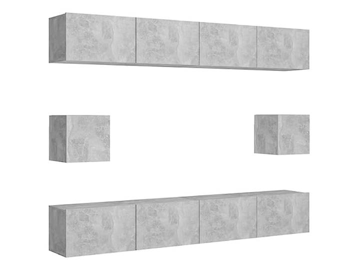 Todiikf 6-TLG TV-Schrank-Set Hängend Betongrau Holzwerkstoff Wandhängende Fernsehschränke für Wohnzimmer und Schlafzimmer schaffen ordentlichen Stauraum mit pflegeleichter Oberfläche.