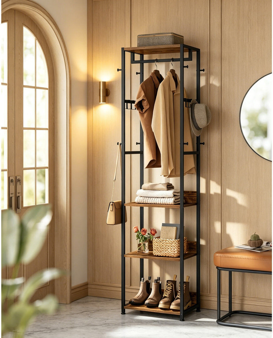 Rio Hall Tree Rustic Brown 180cm H X 47cm W X 30.5cm D