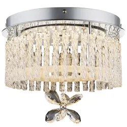 Kronleuchter Deckenleuchte Deckenlampe Wohnzimmerleuchte Kristallleuchte, Glasbehang Kristalle klar, LED 12W 840Lm neutralweiß, DxH 28x22cm