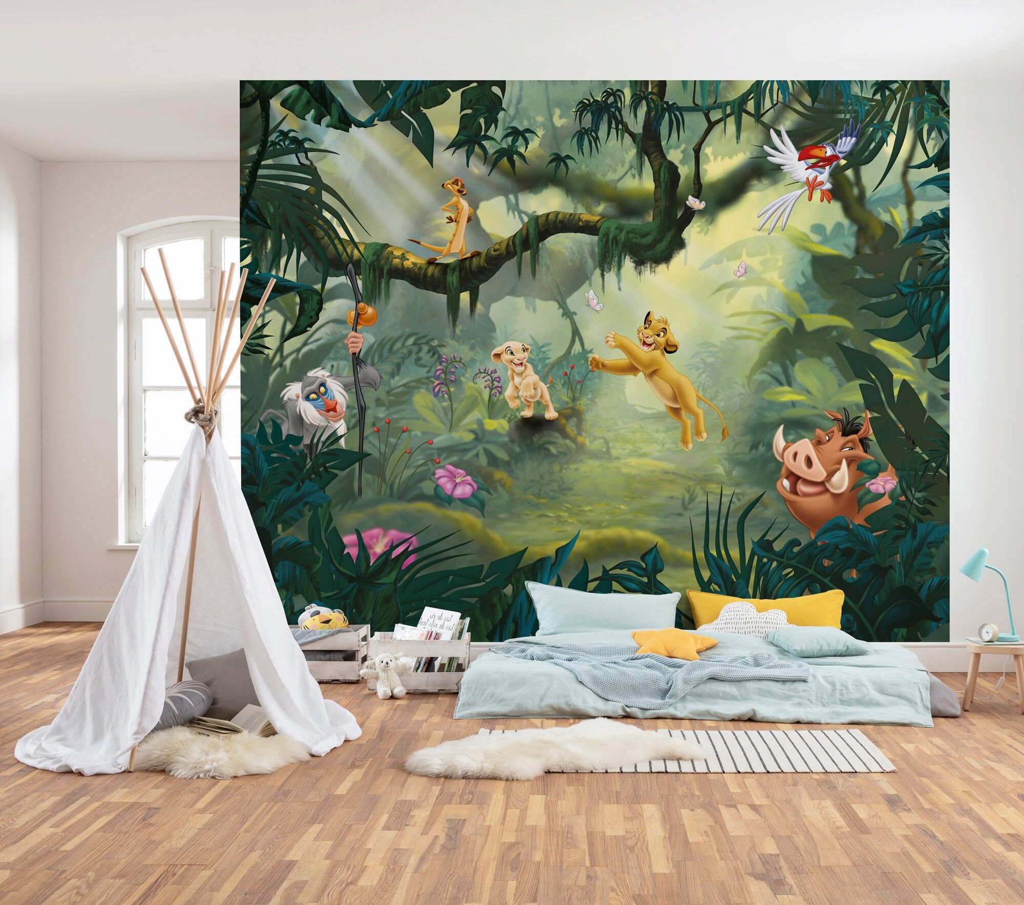 Vliestapete KOMAR "Digitaldruck Vlies - Lion King Hakuna Matata - Größe 350 x 280 cm", bunt, B:350m L:280m, Vlies, Tapeten, Vliestapete, Kinderzimmer