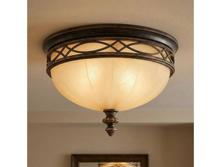 Drawing Room Deckenlampe walnuss/creme Höhe 23 cm - FEISS - Wohnzimmer - Antik - Metall - Rund