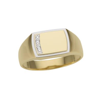 Siegelring FIRETTI "Schmuck Geschenk Gold 585 Herrenring Goldring" Gr. 21, gold (gelbgoldfarben, weißgoldfarben), Fingerringe, Herren, 21, 0,01 P2 = erkennbare Einschlüsse, Diamanten Gelbgold 585, 4mm, Diamanten, Gelbgold 585, Siegelring, mit...