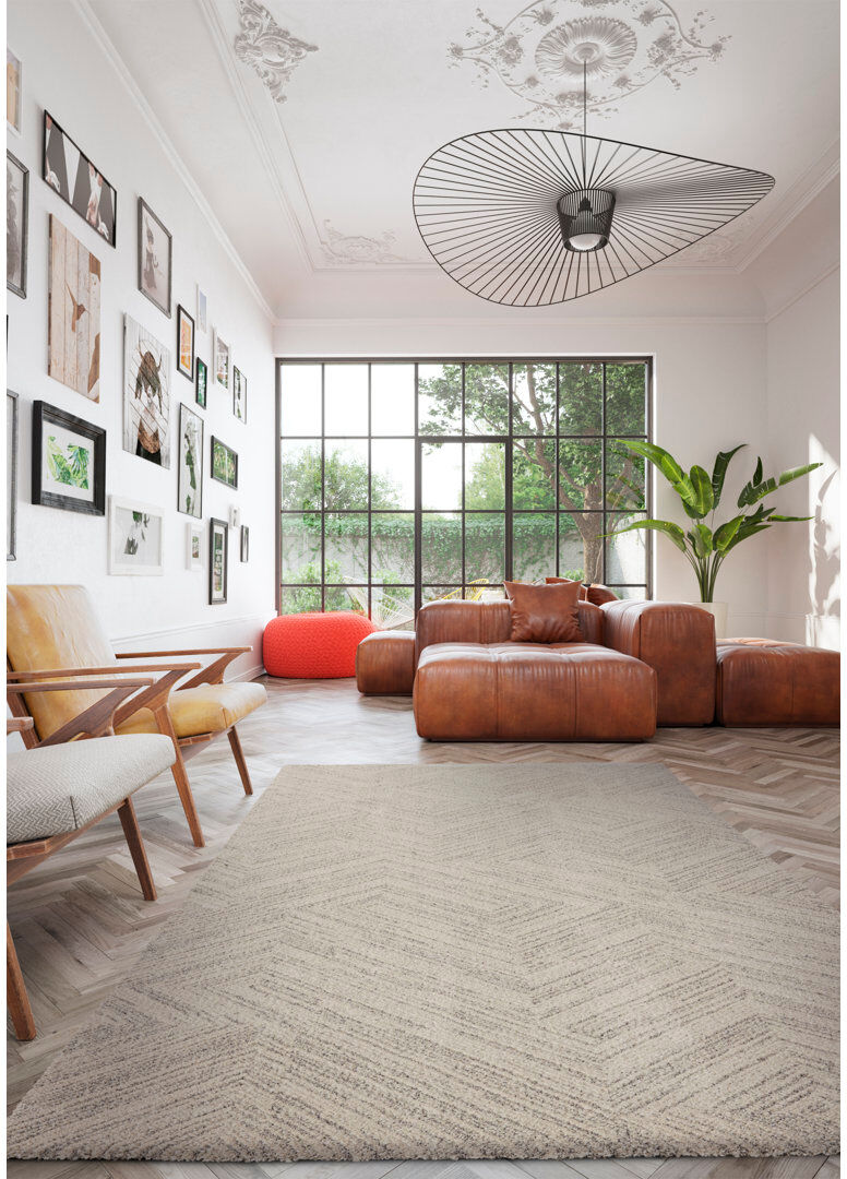 Mercury Selene Rectangle Abstract Area Rug Grey;Beige Rectangle 200cm x 290cm