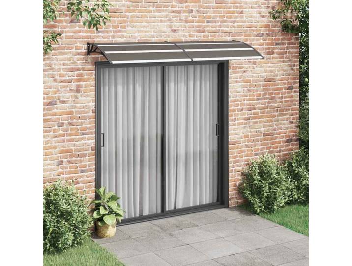 Auvent de porte noir 240x75 cm PC pour entrée extérieure