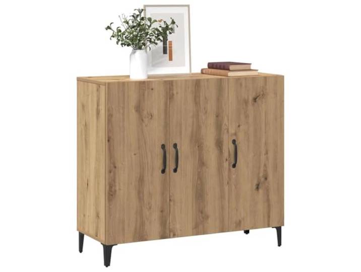 KTHLBRH Anrichte Eiche Handwerk 90 x 34 x 80 cm 6 Fächer, Spanplatte und Metall, Industriestil, Ausstellungsfläche, inkl. Wandbefestigung