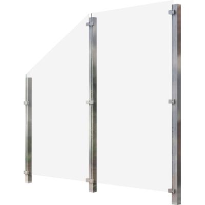 Zaun STAKET PRO, silber (silberfarben), Pfosten: 3 Stk., Edelstahl, Glas, Zaunelemente, Glaszaun, Gesamtlänge: 2,265 m, 3 Pfosten